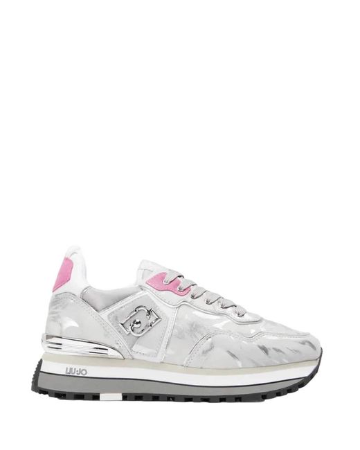 Sneakers Donna Liu-Jo BF3013PX051 in Pelle Silver Modello Casual. Una Calzatura Comoda Adatta per Tutte Le Occasioni. Autunno di Liu Jo in White