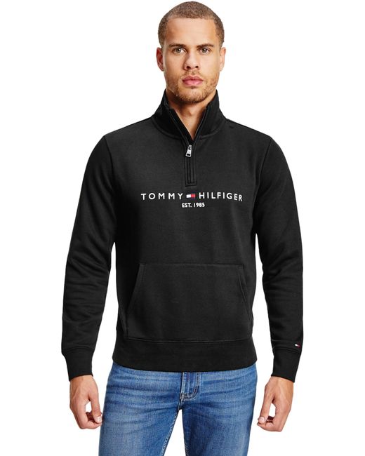 Sweatshirt Mockneck Half-Zip Tommy Hilfiger de hombre de color Black