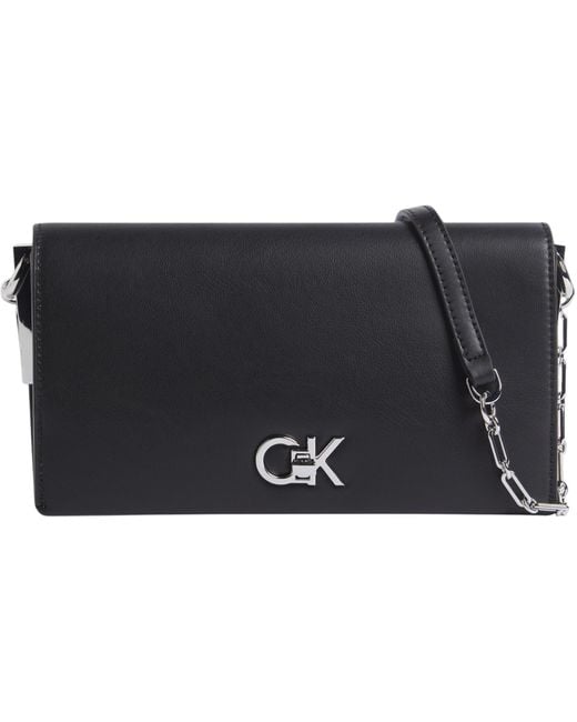 Calvin Klein Black Ck Re-Lock Mini Conv Chain Bag Lv04f3103g Crossover