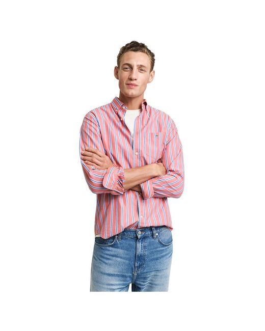 Gant REG Classic POPLIN Stripe Shirt Klassisches Hemd in Red für Herren
