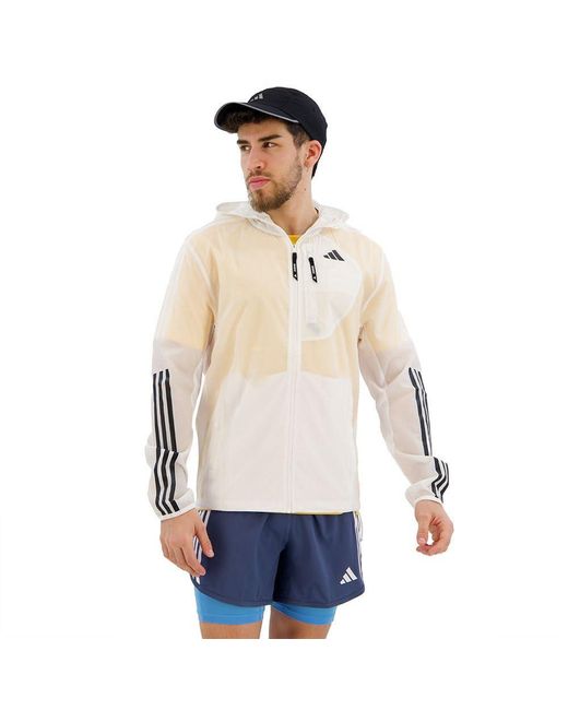 Adidas White Own The Run Excite 3 Stripes Jacket Xl for men
