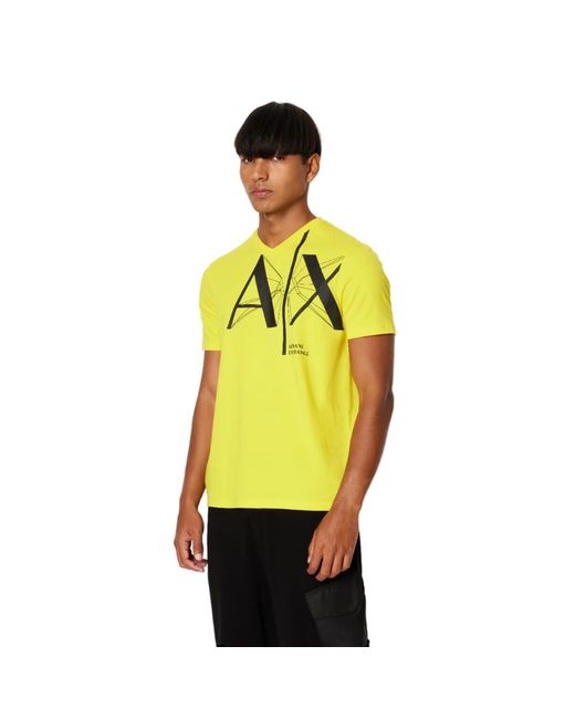 Emporio Armani Yellow A | X Armani Exchange Regular Fit V Neck Ax Logo Tee for men
