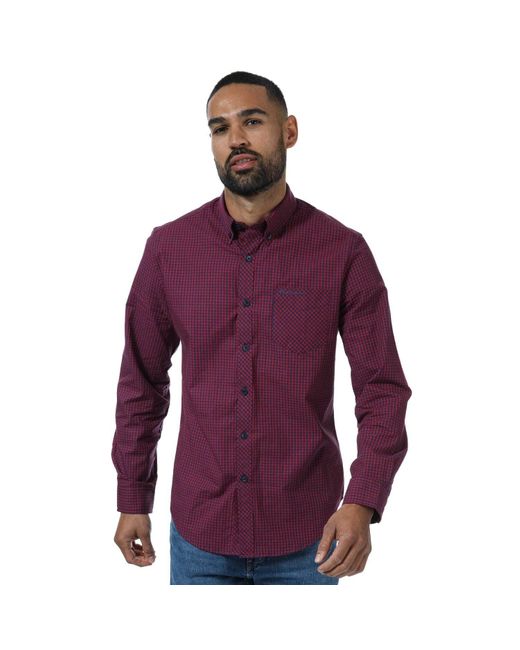 Ben Sherman Purple Long Sleeve Gingham Shirt for men