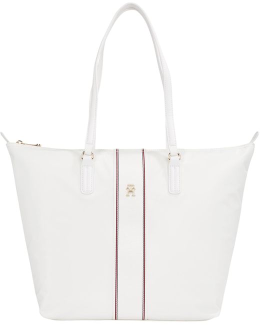 Tommy Hilfiger White Poppy Große Tragetasche mit Reißverschluss