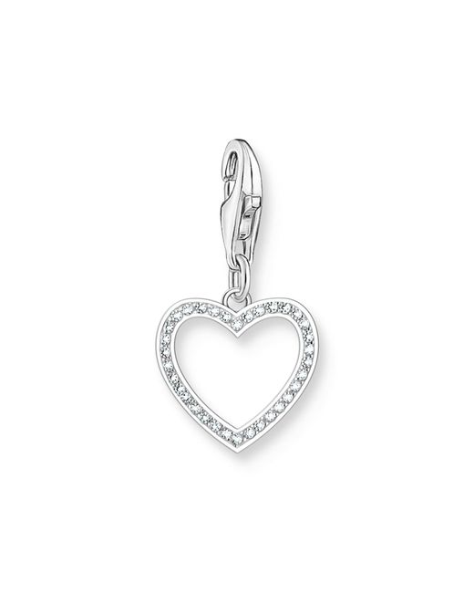 Thomas Sabo Metallic Charm Club Original Herz-Charm mit weißen Steinen Recyceltes 925 Silber 2203-051-14