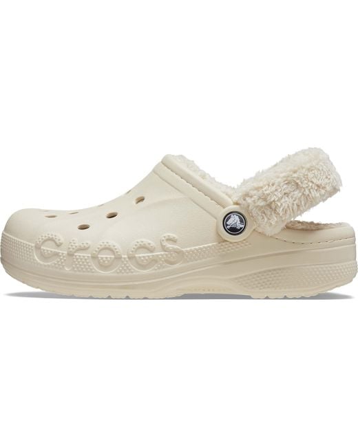 CROCSTM Black Baya Lined Fuzz-strap Clog Winter White Size 6 Uk / 7 Uk