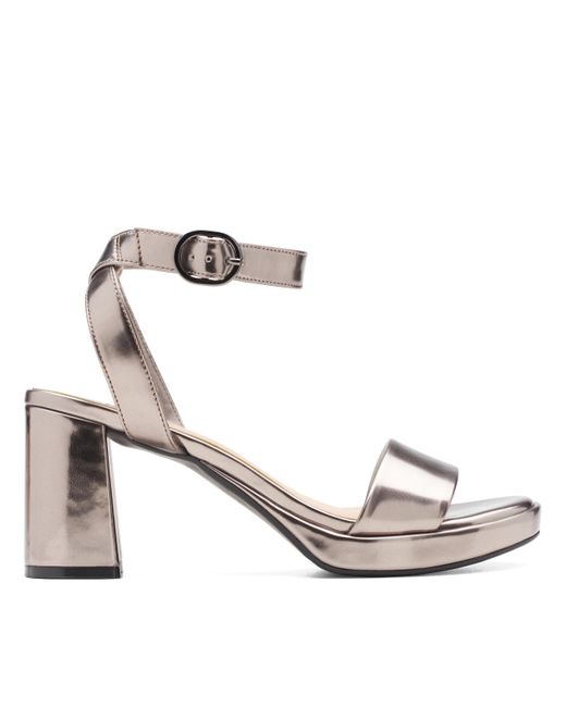 Clarks Metallic Amberlyn Bay Ankle-strap Block-heel Sandals