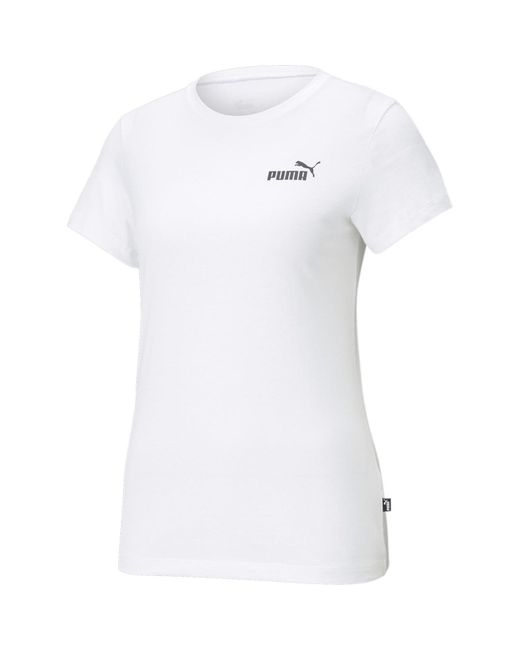 PUMA White S Small Logo Crew Neck Tee T-shirt Castlerock 14