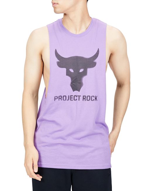Under Armour Purple S Project Rock Brahma Sleeveless Vest Bloom L for men