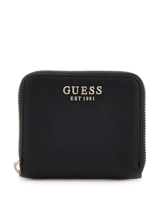 Guess Portemonnee Laurel Ii Slg Small Zip Around Wallet Black Zwart