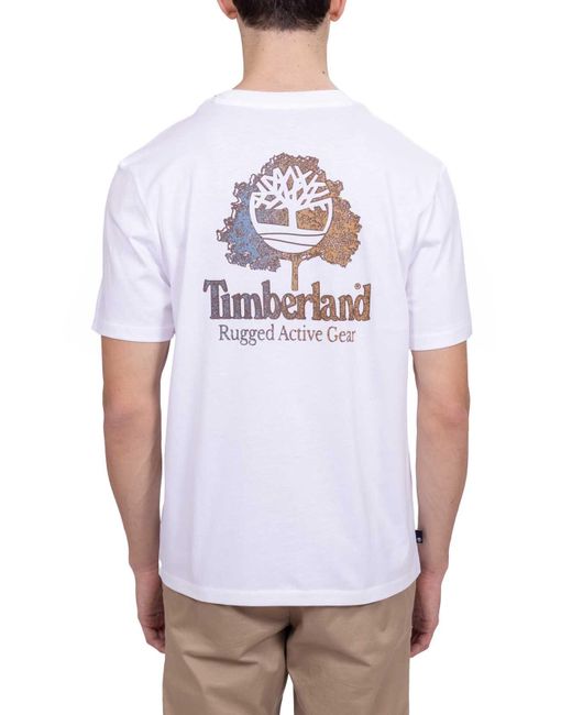 Timberland White Rugged Active Gear Back Graphic Tee for men