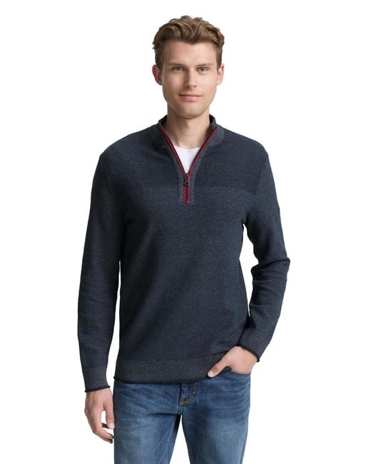 Tom Tailor 1048000 Troyer Strickpullover in Blau für Herren Lyst DE