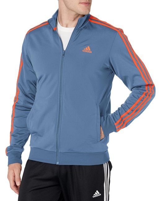 Adidas Blue Essentials Warm-up 3-stripes Track Top for men