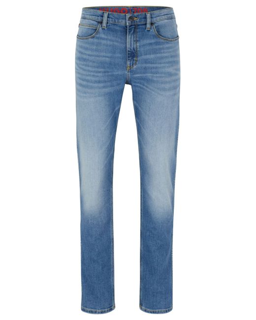 HUGO 708 Blaue Slim-Fit Jeans aus bequemem Stretch-Denim Türkis 35/32 in Blue für Herren