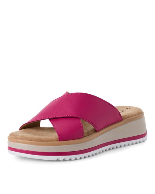 S.oliver Pink Pantolette mit Kreuzbandage und bequemem Keilabsatz 5-27262-44
