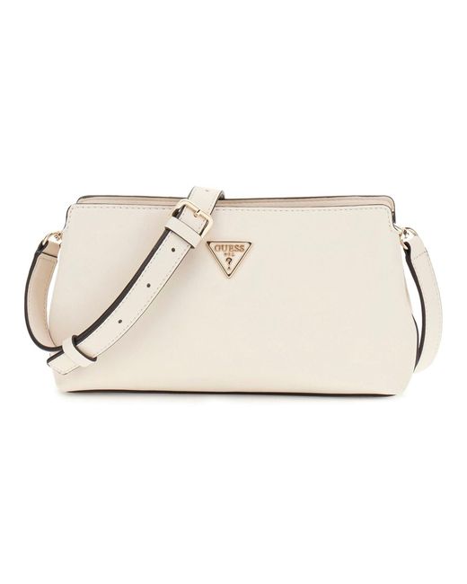 Guess Black Talent Crossbody Top Zip Cream White