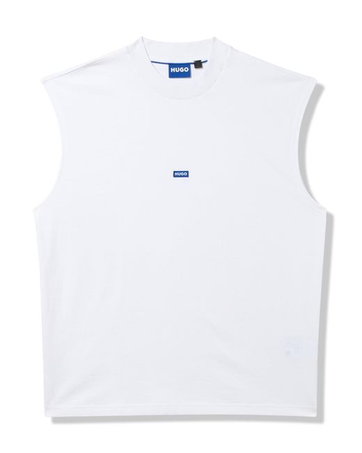 HUGO White Small Logo Block Muscle Tank T-shirt for men