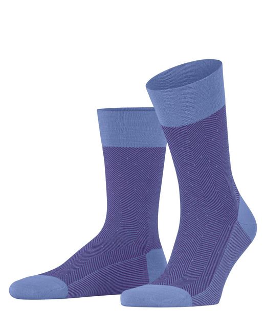 Falke Blue Sensitive Herringbone M So Wool With Soft Tops 1 Pair Socks