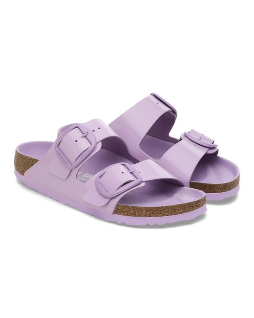 Birkenstock Purple Arizona Big Buckle Natural Leather Patent High-shine Crocus