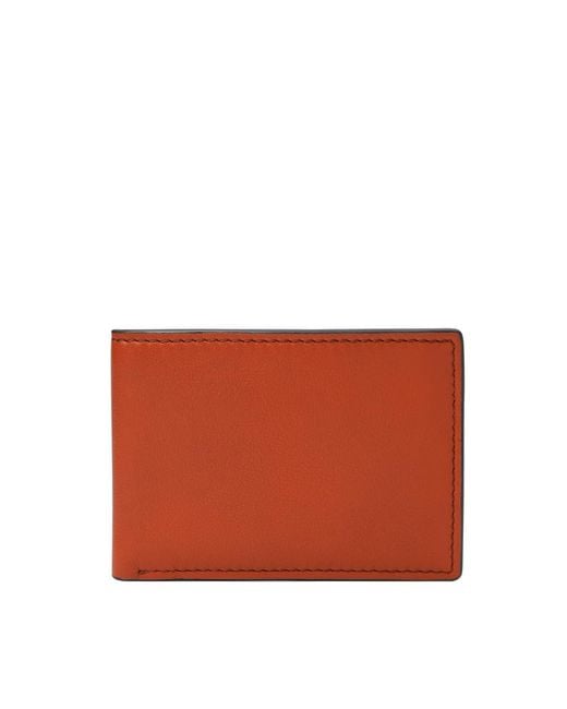 Fossil Red Steven Leather Front Pocket Wallet-bifold for men