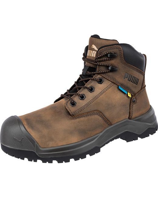 PUMA Brown Safety Granite 6" Work Boot Metatarsal Guard Composite Toe Slip Resistant Waterproof Eh for men