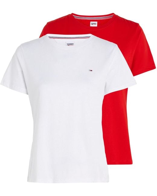 Tommy Hilfiger Red T-Shirts Kurzarm Tjw 2Pack Soft Jersey Tee Rundhalsausschnitt
