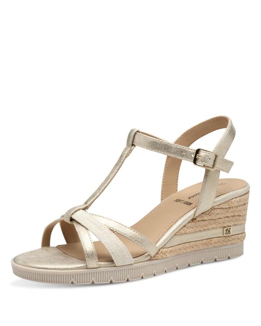 S.oliver Natural Sandalen mit Keilabsatz mit verstellbarem Riemchen Sommer