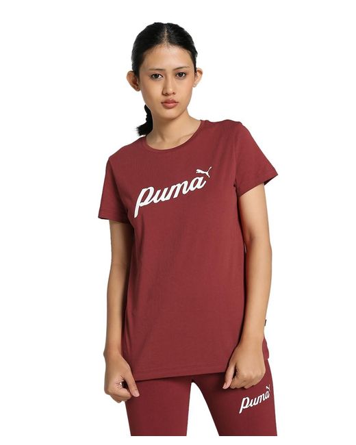 PUMA Ess+ Script Tee T-shirts in het Red