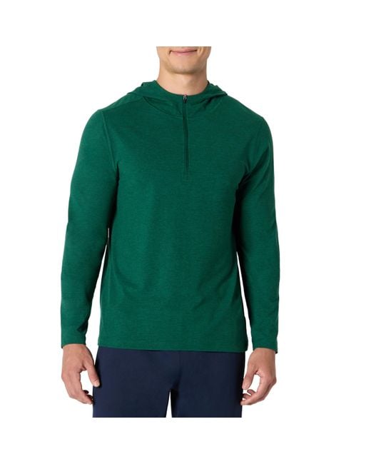 Active Tricot performant Super Doux à ches Longues et Fermeture éclair 1/4 avec Capuche Amazon Essentials pour homme en coloris Green