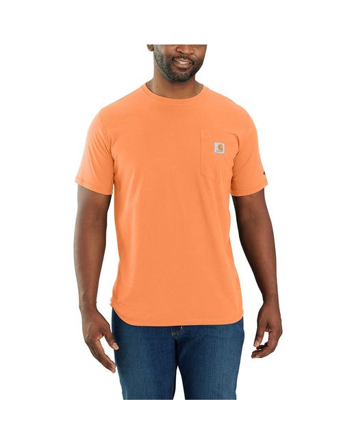 Carhartt Orange Big & Tall Force Relaxed Fit Midweight Short-sleeve Pocket T-shirt for men
