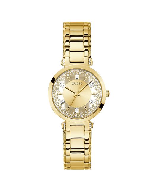 Guess Metallic Watches Ladies Crystal Clear S Analogue Quartz Watch With Stainless Steel Bracelet Gw0470l2
