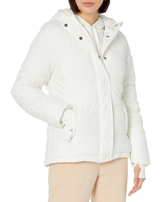 Amazon Essentials White Heavyweight Long-sleeve Hooded Puffer Coat