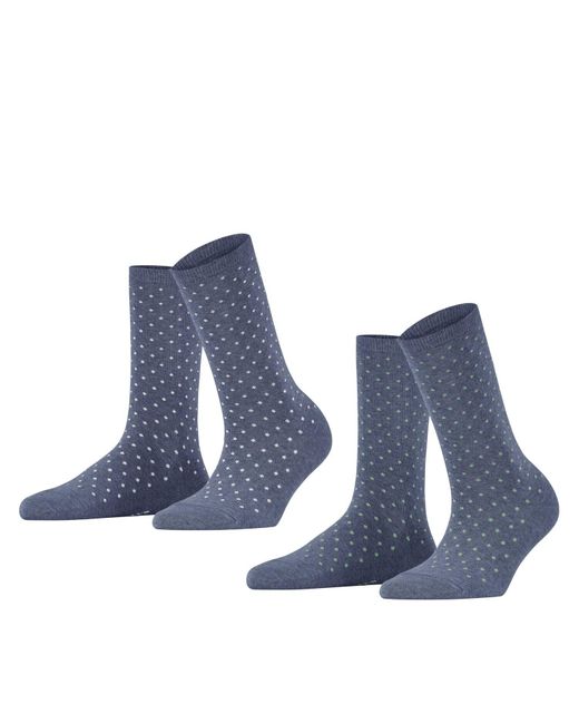 Esprit Fine Dot 2-pack Biologisch Katoen Versterkte Sokken Met Patroon Ademend Patroon Bont Gestippeld In 2 Paar Sokken in het Blue