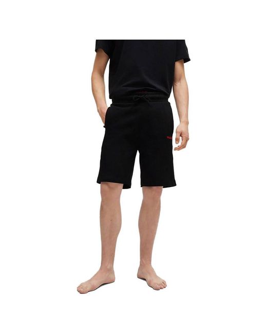 HUGO S Tonal Logo Shorts Cotton-terry Shorts With Logo Tape Side Seams Black for men