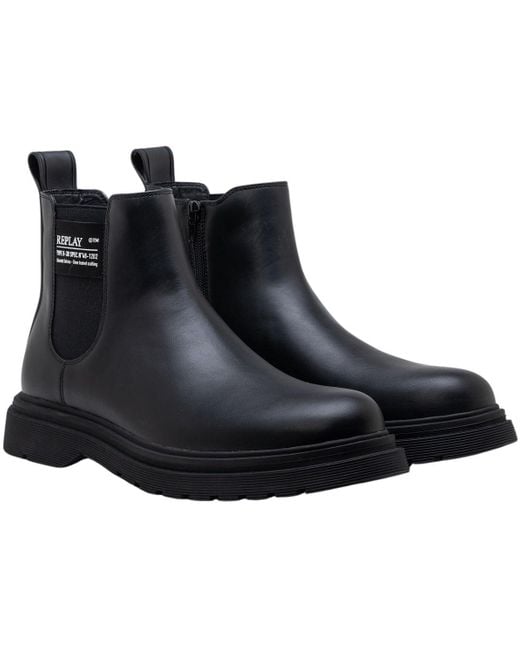 Replay Black Pierce Chelsea Ankle Boot for men