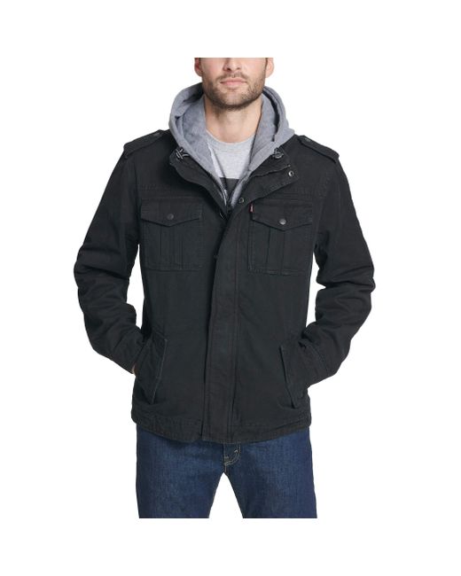 Washed Cotton Hooded Military Jacket 