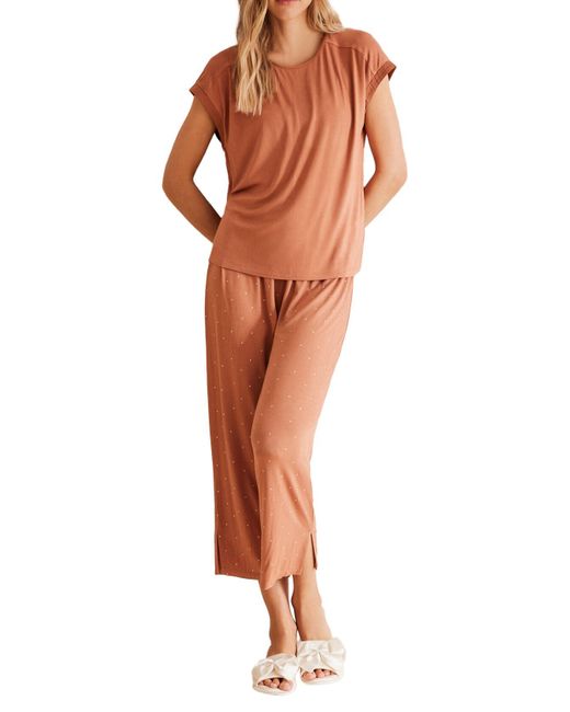 Pijama Lunares marrón Ecovero Juego Women'secret de color Orange