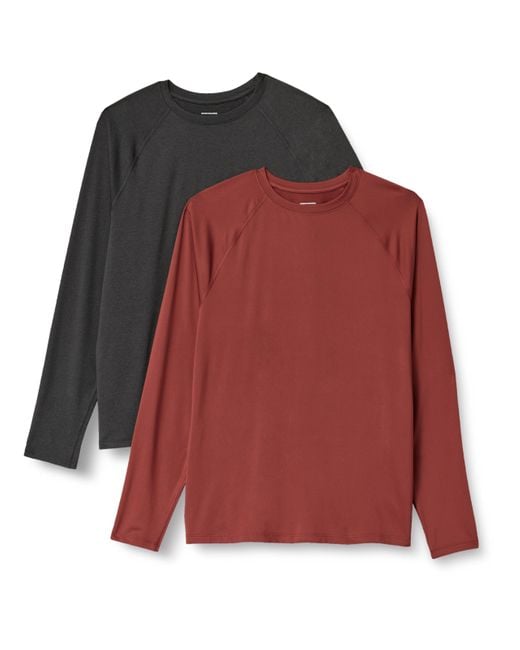 Amazon Essentials Langärmeliges T-Shirt aus Tech-Stretch in Red für Herren