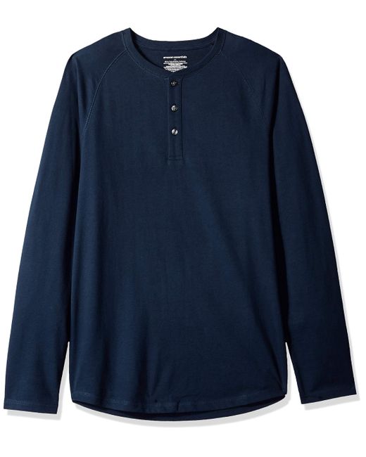 Amazon Essentials Cotton Slim-fit Long-sleeve Henley Shirt in Navy (Blue)  for Men - Lyst
