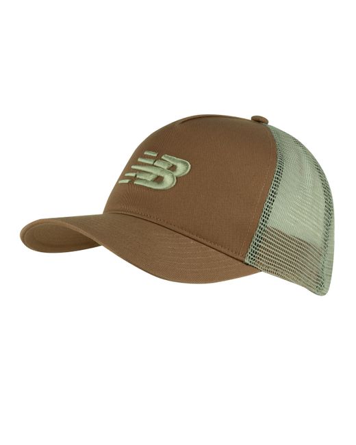 New Balance Green , , Sports Essential Trucker Hat, Fashion Trucker Mesh Back Cap For Adults, One Size Fits Most, Walnut
