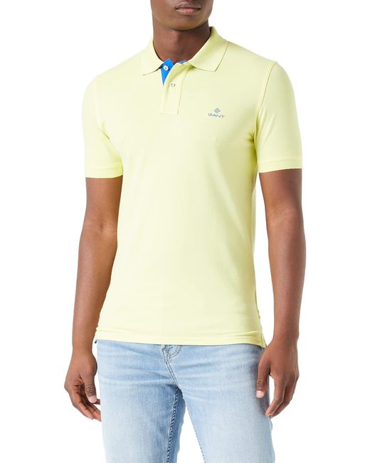 Gant Yellow Contrast Collar Pique Ss Rugger Polo Shirt for men