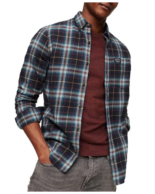 Superdry Blue L/s Cotton Lumberjack Shirt T for men