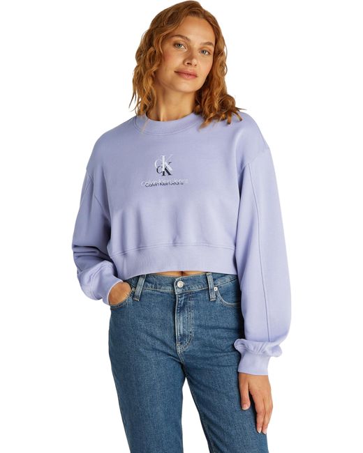 Sudadera Mujer Shadow Graphic Crewneck Cropped Calvin Klein de color Blue
