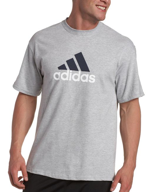 Maglietta da uomo a maniche corte con logo di Adidas in Gray da Uomo