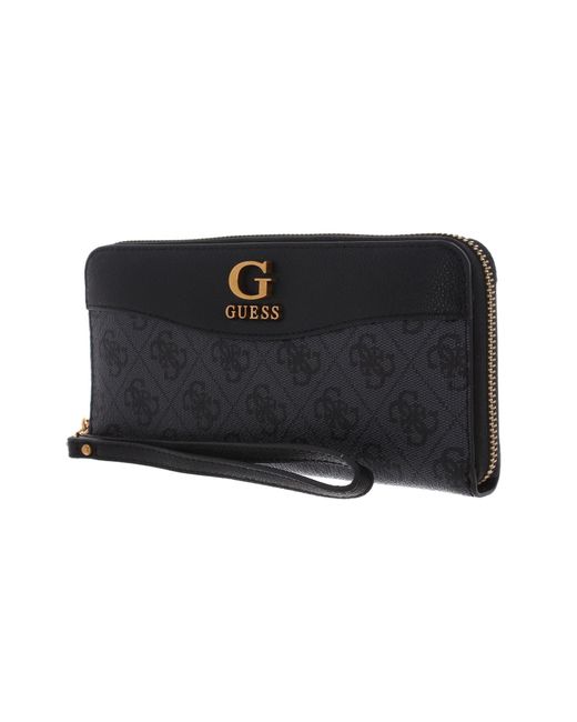 Nell Logo SLG Zip Around Wallet L Coal Logo di Guess in Black