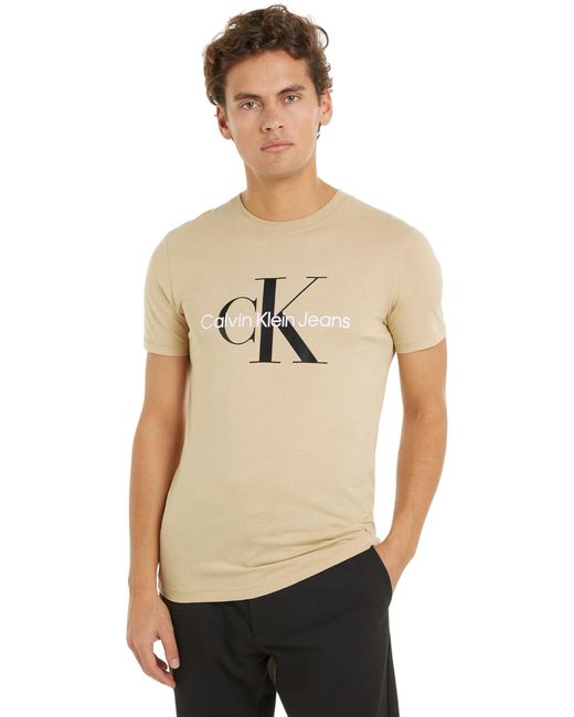 Calvin Klein Seasonal MONOLOGO Tee J30J320806 Kurzarm T-Shirts in Black für Herren