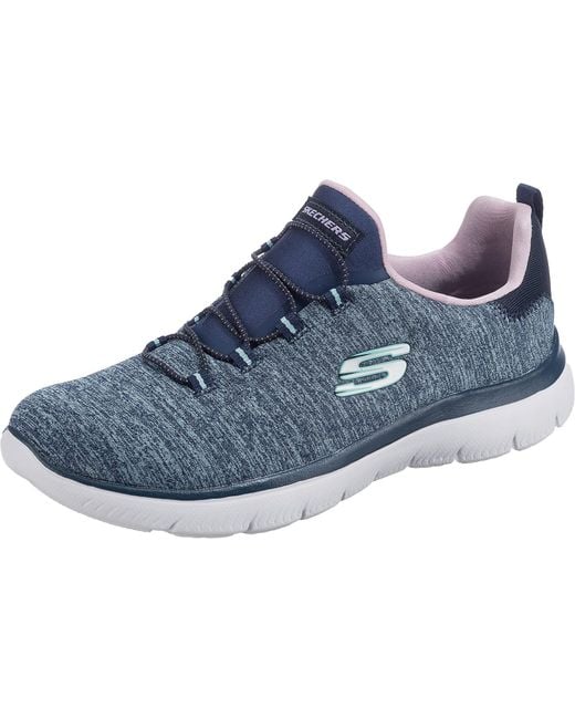 Skechers Summits Quick Getaway Trainers,navy Mesh/ Purple & Lt Blue Trim ,7 Uk