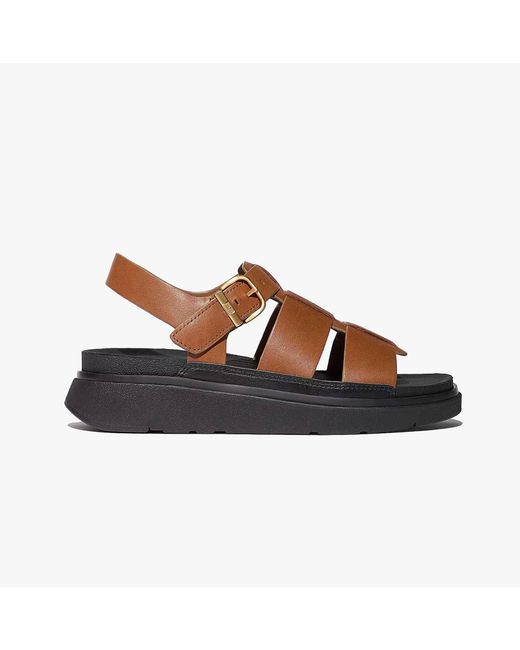 Fitflop Brown Gen-ff Leather S Fisherman Sandals Deep Tan