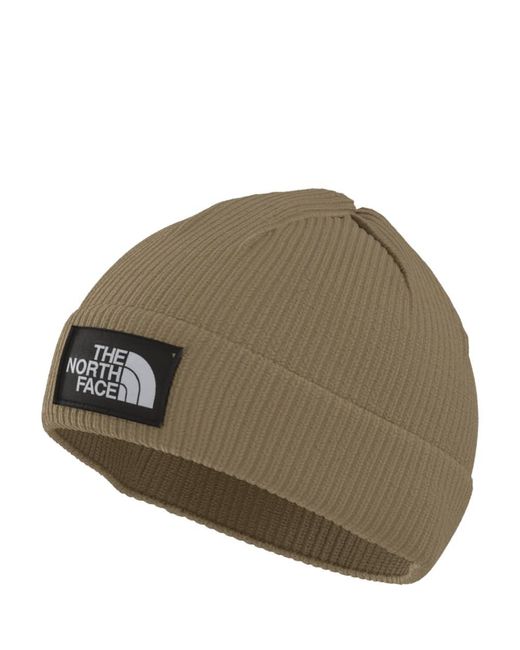 The North Face Green Logo Box Cuffed Beanie Hat for men