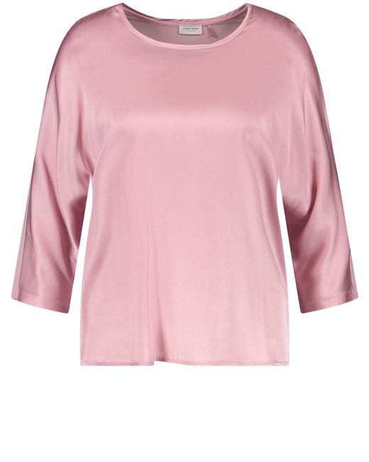 Gerry Weber Pink Leicht glänzendes 3/4 Arm Shirt mit Material-Patch überschnittene Schultern